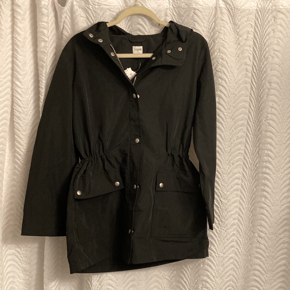 Sold!! NWT J Crew Utility Rain Jacket in Black - Picture 3 of 6